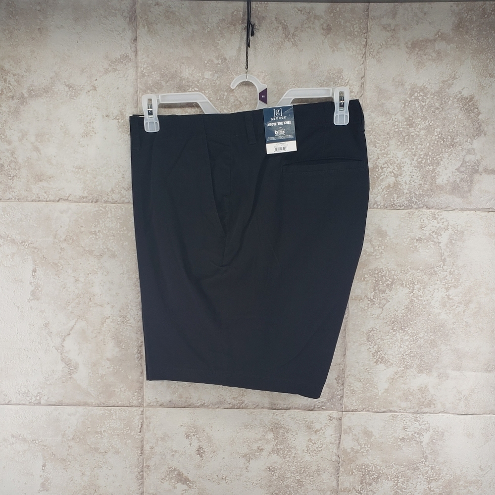 Above the Knee Black Chino Cotton Flat Front George Shorts Size 46 NWT
